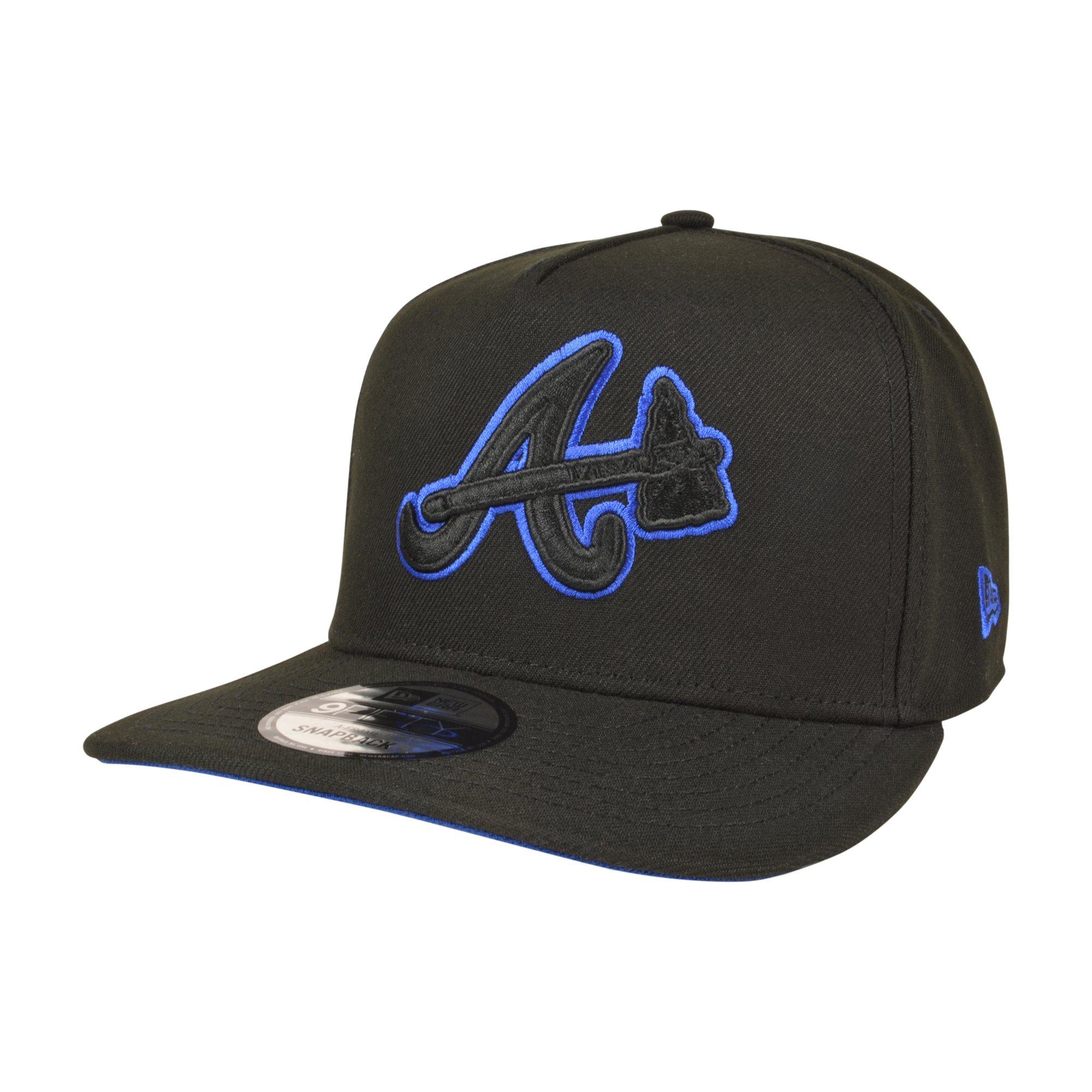 New Era Atlanta Braves 9FIFTY A-Frame Outline Snapback Hat - Black/Royal - BLACK/ROYAL